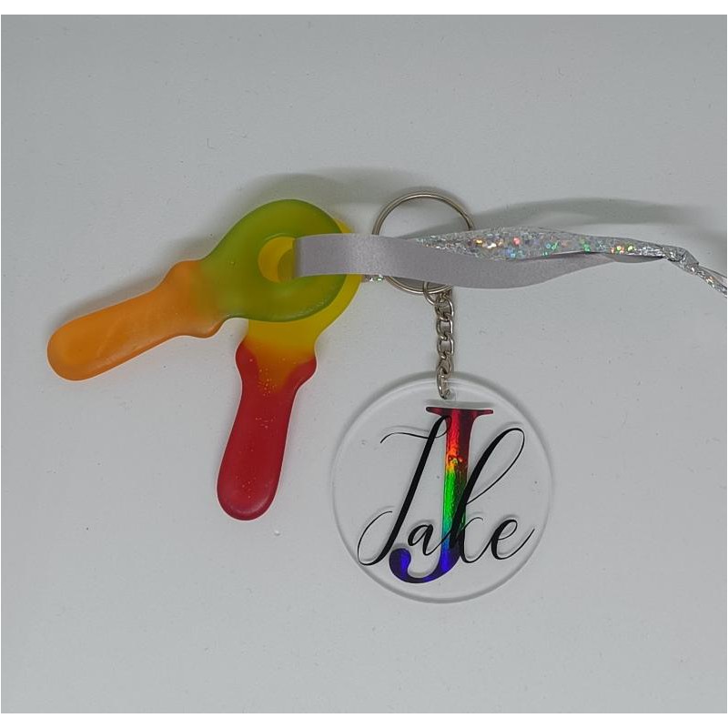 Snoep traktatie met naam sleutelhanger
