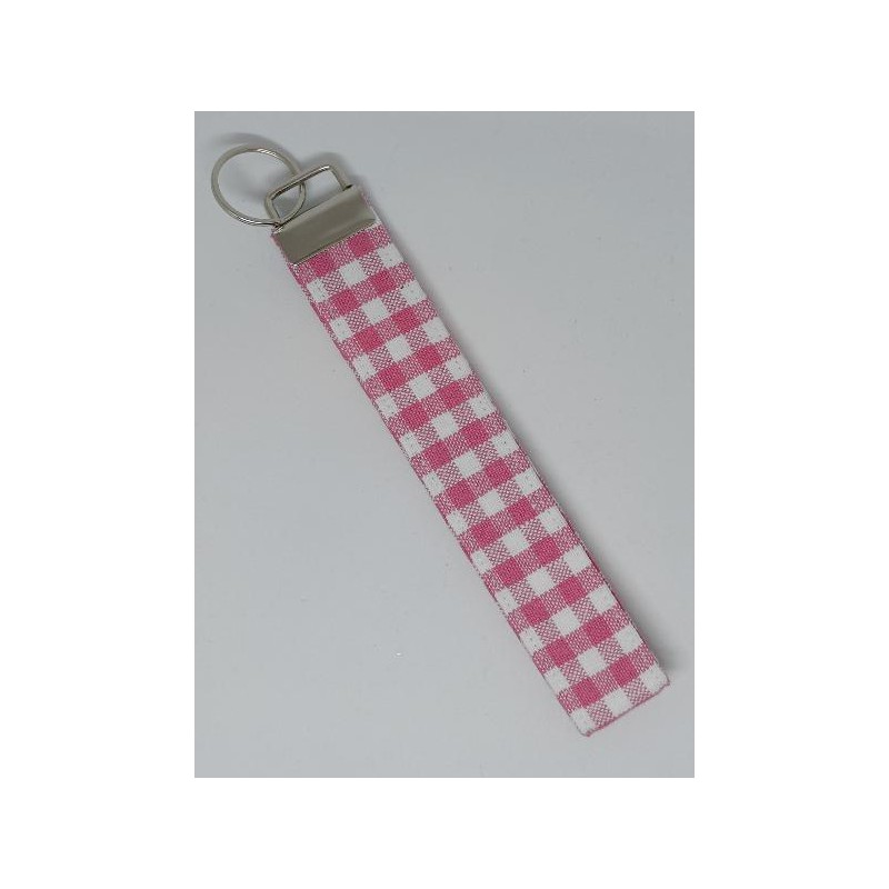 key chain roze/wit ruit